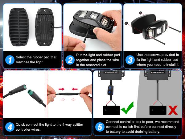 Nilight RGBW LED Rock Lights Kit, 6 Pods 22LED Wide Angle Remote & Bluetooth App Dual Control with Music Modes Multicolor Underglow Neon Wheel Well Light Fit for ATV UTV SUV Offroad Truck RZR Boat