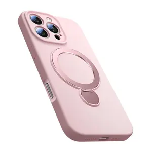 Solid Color Phone Case with Ring, Magnetic Attraction Cellphone Protective Cover, Phone Accessory Compatible with iPhone 15 14 13, Smartphone Casing