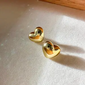 Gold Plated Heart Stud Earrings