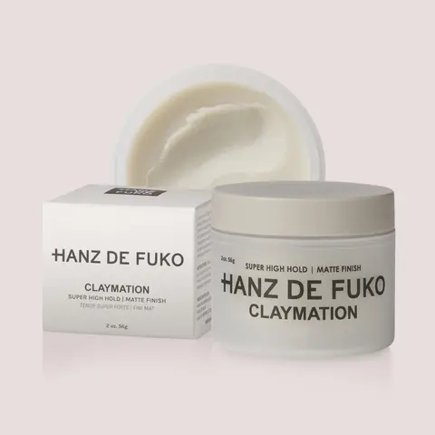 Hanz De Fuko Claymation 60ml Type Hair Clay - Hydrating Styler, Strong Hold, Long-Lasting, Matte Finish, Sunflower Seed Oil, Jojoba Oil, Natural Infusions, Creamy Texture, Thick/Wavy Hair Essential Product (Rub Hands First)
