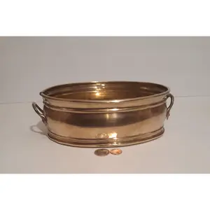 Vintage Metal Brass Planter with Handles, 9" x 6" x 3", Table Display, Home Decor, Shelf Display,  This Can Be Shined Up Even More