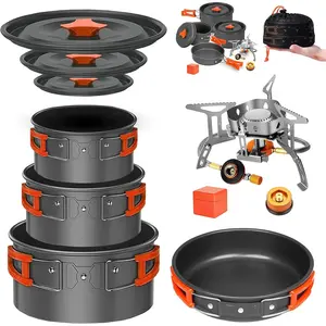 ing Cookware Mess Kit Set with Stove - Backpacking ing Pots and Pans Set,  in  Non-Stick ing Cooking Set, Portable Stove, Hiking, Picnic, Outdoor & ing Cookware Set