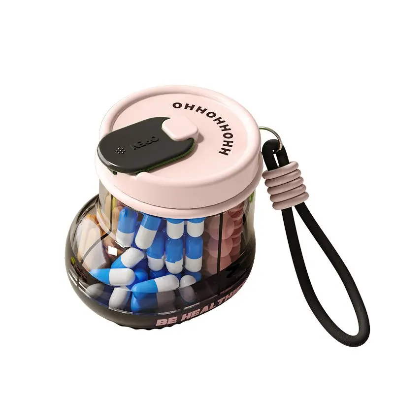 Portable BPA-Free 4-Compartment Pocket-Size Pill Organizer, Convenient On-the-Go Medical Pill Dispenser with Safe Materials, Wide-Open Access, Fast Wide Pour & Easy-to-Use Green Healthcare Aid to Prevent Mix-Up