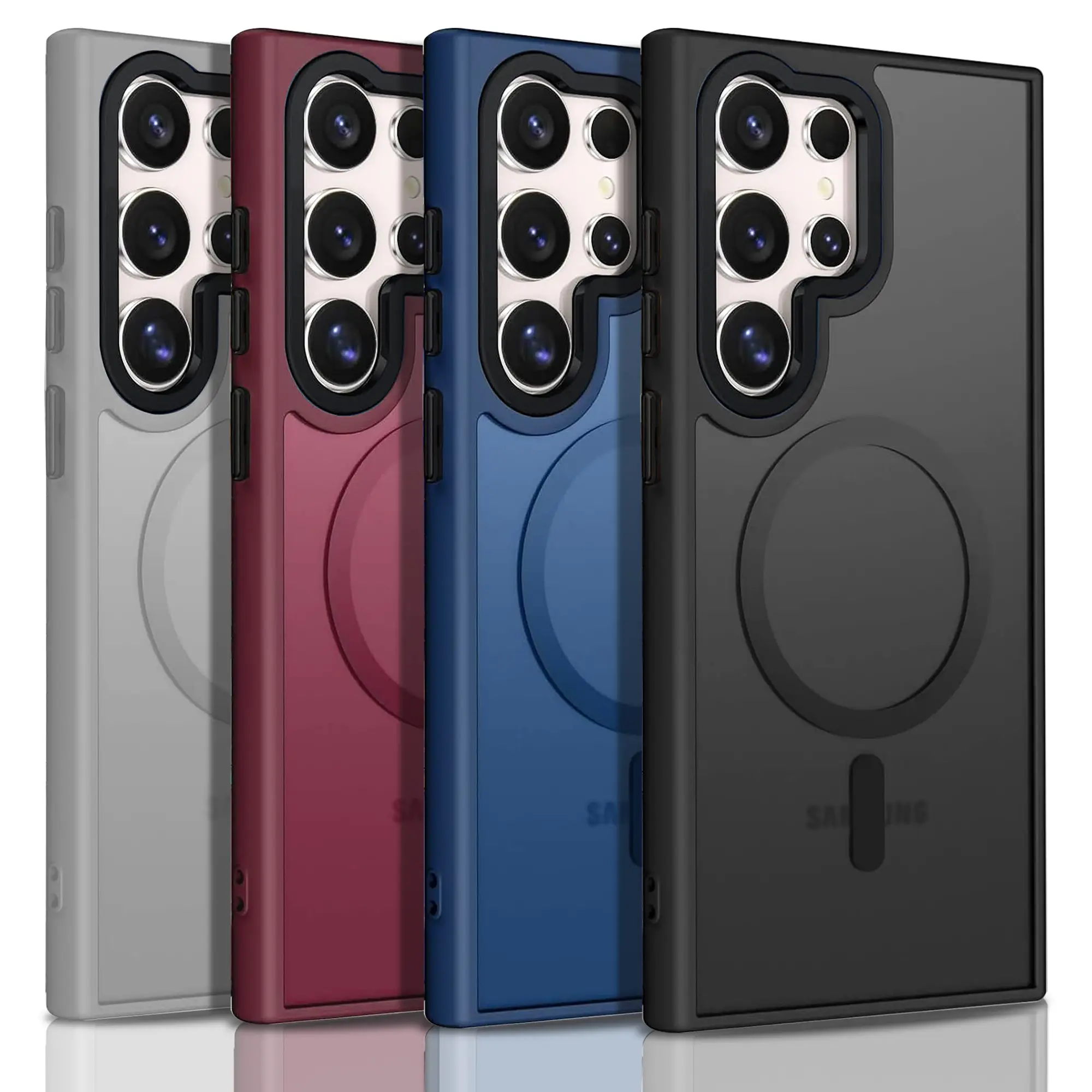 Protective Case for Samsung Galaxy S25 Ultra S25 Edge S24 S24FE S23 S22 Ultra Plus Compatible with MagSafe, Translucent Matte Back Slim Shockproof Pho