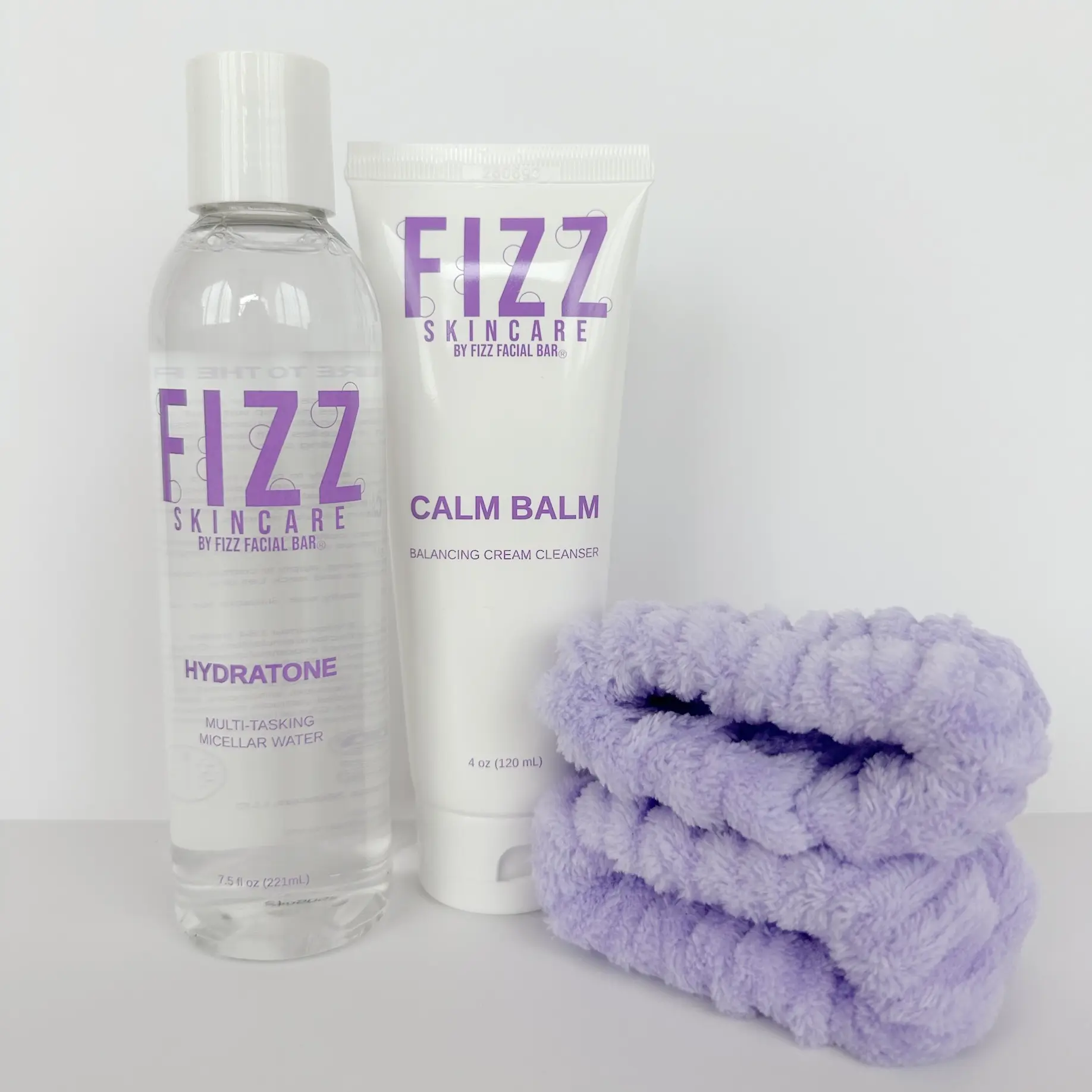 FIZZ SKINCARE DOUBLE CLEANSE DUO Calm Balm & HydraTone Micellar Water Free Wrist Drip Set for Balanced Cleansing