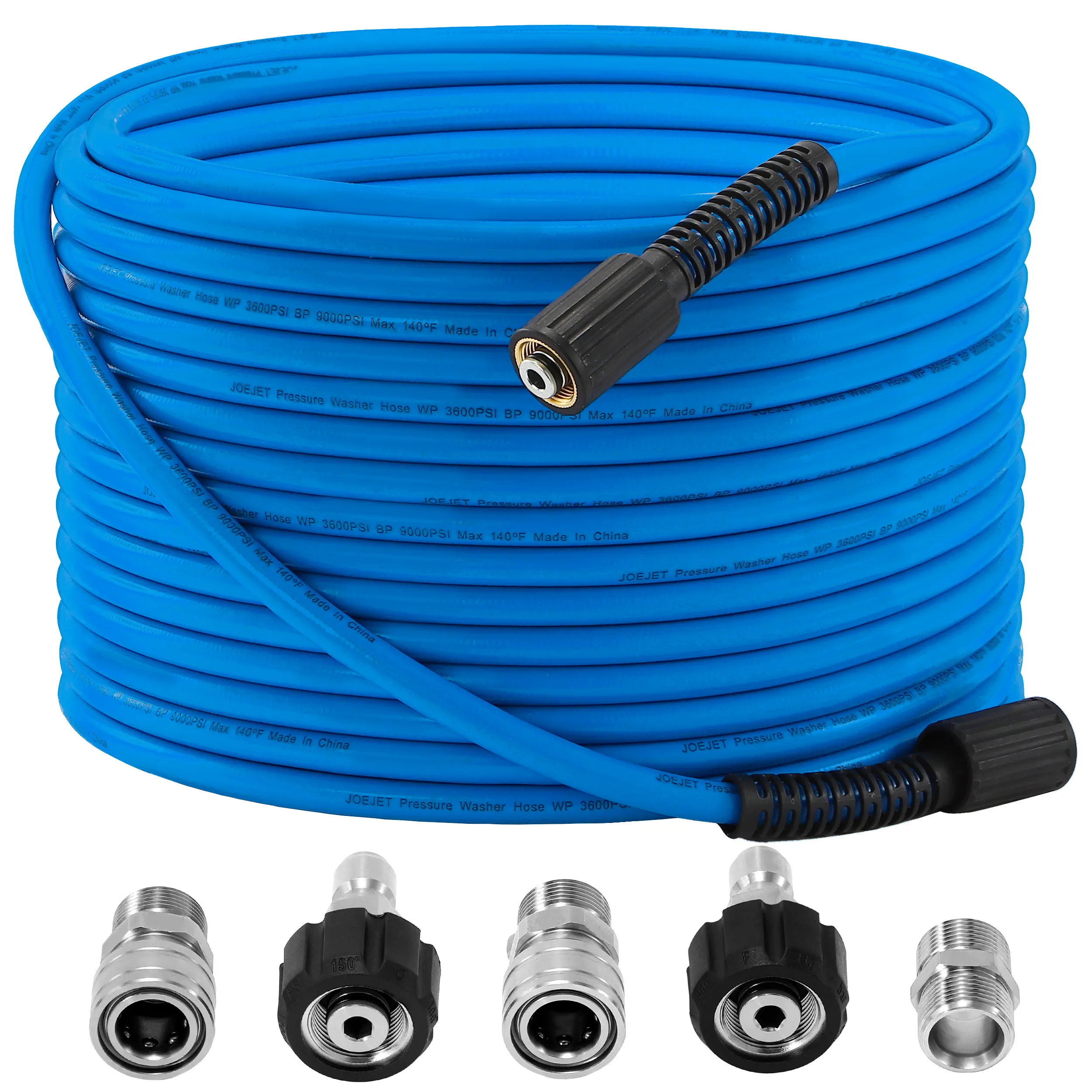 JOEJET Pressure Washer Hose - 50ft X 1/4 Inch High Power Extension Hose - Kink & Wear Resistant - Compatible with M22 Fittings - 3600 PSI, Pressure Washer Wand, High Powered Hoses, DealsForYouDays