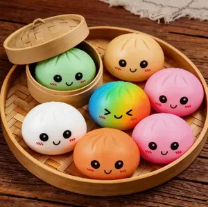 Jumbo Expressive Dumpling Squishy - Super Soft Big Bun Fidget Toy, Satisfying Sensory Stress Ball for Anxiety, Mystery Steamer Bun Blind Box, Cute Kawaii Desktop Toy, Perfect Easter Gift