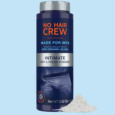 NO HAIR CREW Dry & Fresh Powder - Men's Odor & Chafing Protection with Organic Jojoba - Talc-Free Formula for All-Day Freshness & Cooling Comfort - 3.52 Oz - Body Care