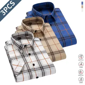 3-Pack High-Quality Summer Men’s Short-Sleeve Shirts, Fashionable and Casual