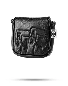 Blackout Ace of Spades Mallet Putter Cover, Bold Look, Handmade Stitching, Synthetic Leather Golf Club Accessory