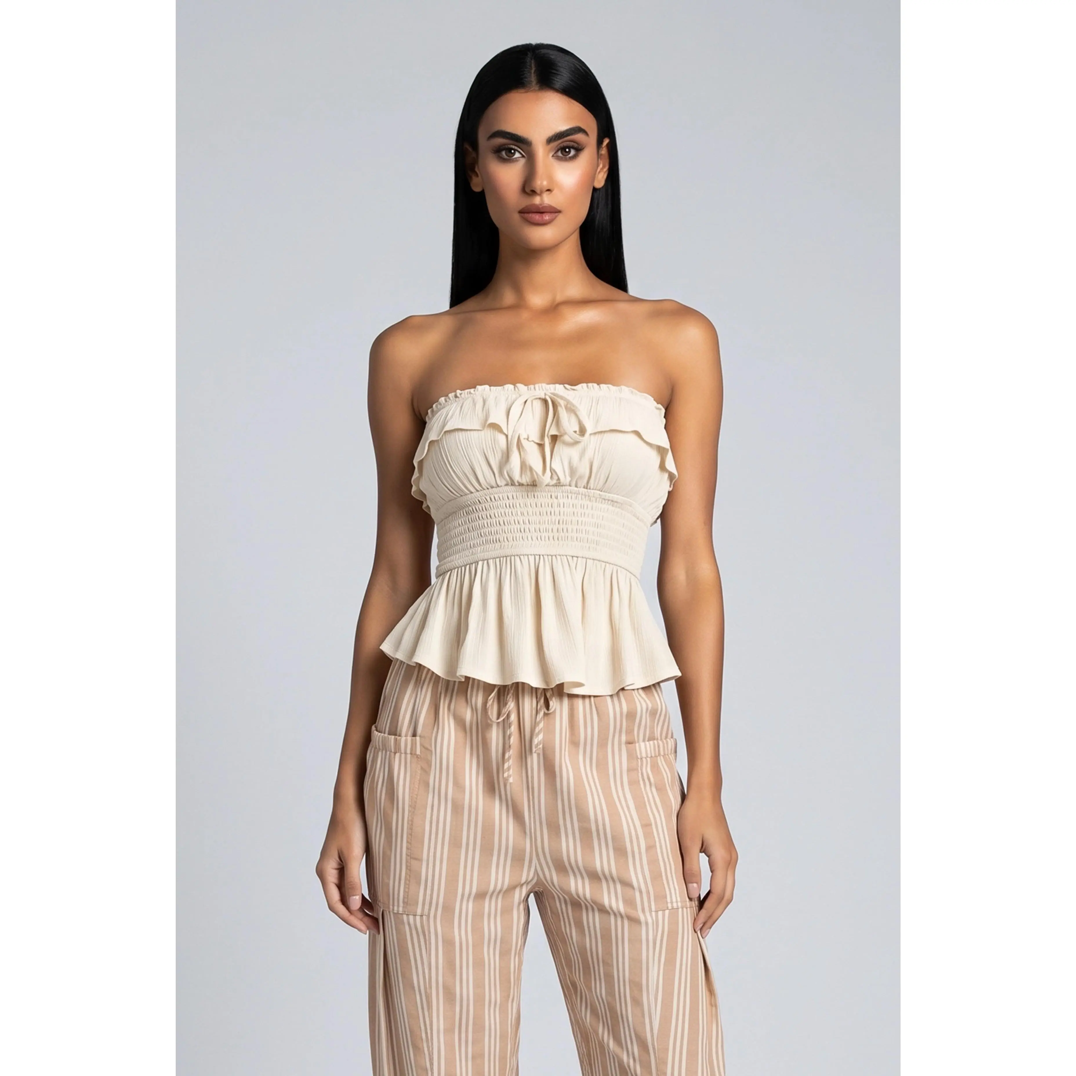 Strapless Peplum Top