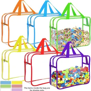 Toy Storage Bags Reusable Clear PVC, Travel Waterproof Organizer Bags with Zipper, Ideal for Building Blocks Puzzles Kids Books Pouch, Plastic Storage Organizer, Portable Storage Bags, Storage Pouches