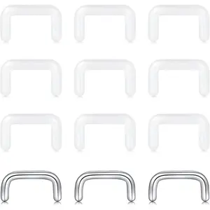 16g 20g Mix Clear Piercing Retainers Plastic Septum Retainer Clear Nose Studs for Work Flexible Lip Plastic Earring Studs for   Invisible Horseshoe Rings Daith Piercing Retainer