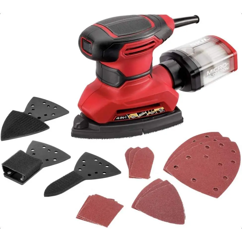 Corded Multi-Function Detail Sander with Micro-Filter Dust Box 3 Additional Attachments &  Sanding Sheet- SR232301 Power Tool Automotive Polishing Tools Polishing Sander