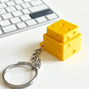 Mini Cheese Decompression Toy, Stress Relief Gadget, Stress Relief Fidgets, 3 Counts Finger Button Device, Keyboard Keychain, Sensory Fidget Keychain, Portable Keychain, Button Clicker Keychain, Funny Button Keychain for Adults, Party Supplies