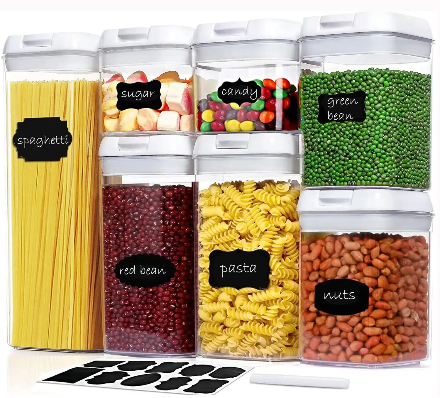 7Pcs Food Container Set White – Airtight Kitchen Storage Organizer, BPA-Free Stackable Lunch Boxes for Meal Prep, Home & Travel