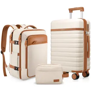 UKEIN 20" Carry On Suitcase, 3-Piece Luggage Set (24&28 inch sizes are not suitable for carry-on)& Travel Backpack, PC Hardside Spinner Luggage with TSA Lock, YKK Zipper, Lightweight Durable Suitcase for Men and Women Hard Shell Luggage