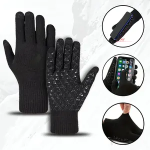 Black Knitted Winter Gloves with Subtle Raven Pattern NonSlip Grip for Outdoor Activities such as Hiking Skiing and Snowboarding Suitable for Adults Stylish Cold Weather Wear Ideal Christmas New Year Thanksgiving and Holiday Gift for Men and Women