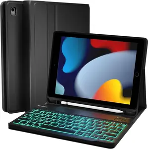 iPad Case with Keyboard 10.2'' - iPad 9th Generation Case with Keyboard (2021) - for iPad Case 9th Generation/8th Gen/7th, Built-in Pencil Holder-Black