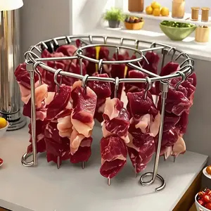 Air Fryer Grill Set: 304 Steel Vertical Grill + 24 Skewers. Grill Kabobs Evenly Indoors/outdoors. Fits 3-6QT Models, Barbecue Accessories, BBQ