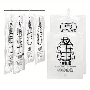 Hanging Organizer Vacuum Seal Storage Bag, for Clothes Storage Bag with Hanger, Space Saving Wardrobe Compressed Bag, Dustproof Cover