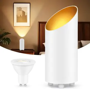 Uplighting Indoor, 7W Floor Can Lights with 2700K LED GU10 Bulbs, IP44 Waterproof Uplights Spotlight for Dark Corner Sofa House Plant Wall Artwork Indoor, 6.5FT Plug Cord & Foot Switch, White