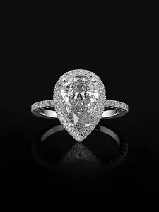 Teardrop Shaped Zircon Ring, Artificial Gemstone Ring, Fashion Jewelry for Party, Daily Clothing Decor, Trendy All-match & Exquisite Jewelry for Birthday Gift