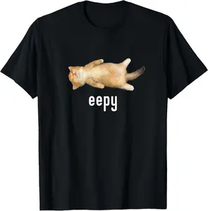 [] Eepy Cat, Silly Sleepy Cat Meme T-Shirt Graphic Tees Summer Stylish Funny Soft Streetwear Breathable Short Sleeve Top Gifts For Men Women