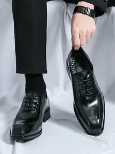 Men's Business Formal Style Solid Color Lace Up Dress Shoes, Fashionable Comfortable Oxford Shoes for Work Office, Male All-match Shoes for Daily Wear