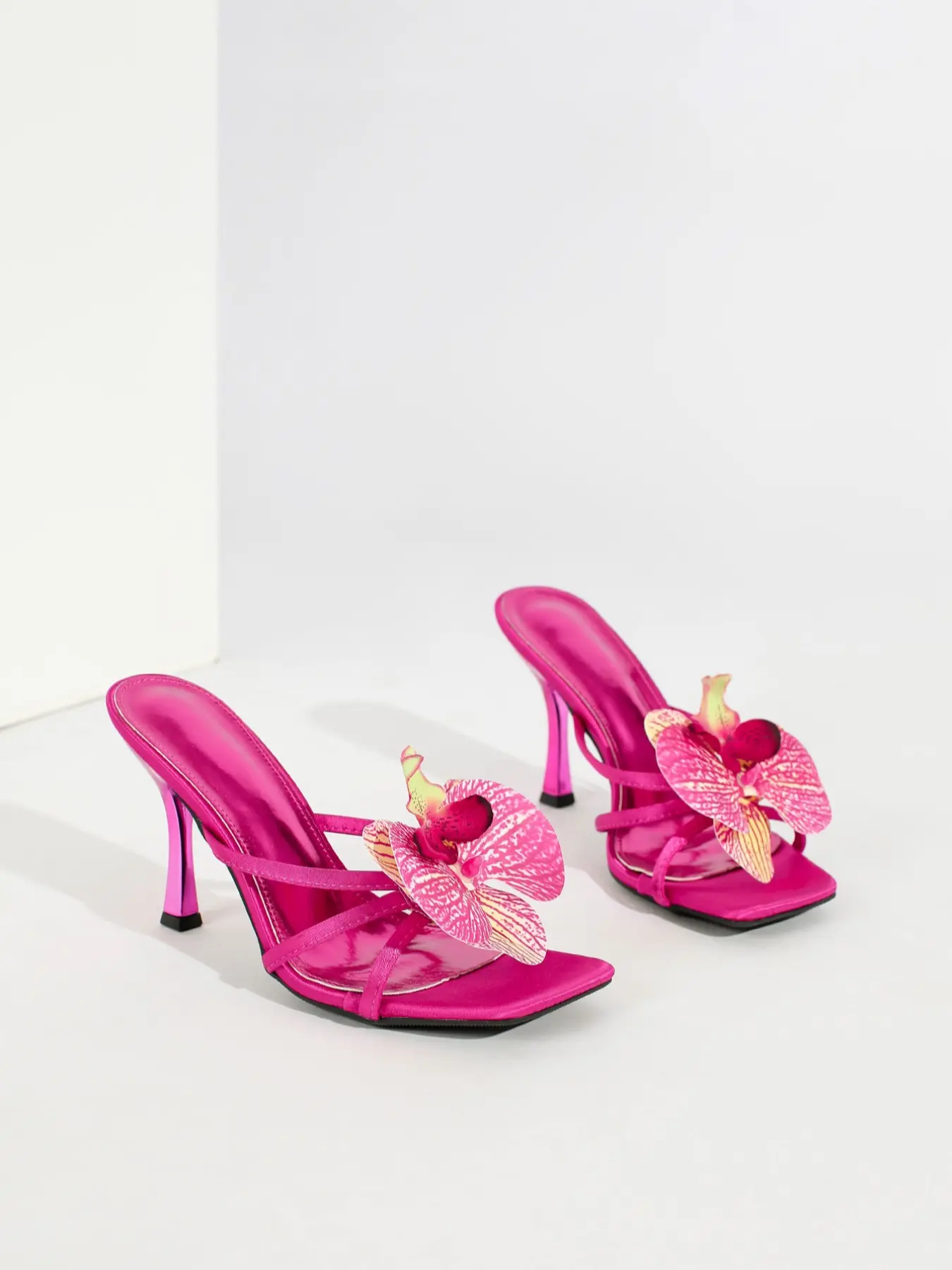 Women's Sexy Rose Floral High Heels, 9cm Stiletto Pointed Toe Pumps, Medium Width, Rubber Sole, Plain Pattern, Less Than Ankle Height, Elegant Party Shoes