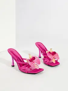 Women's Sexy Rose Floral High Heels, 9cm Stiletto Pointed Toe Pumps, Medium Width, Rubber Sole, Plain Pattern, Less Than Ankle Height, Elegant Party Shoes