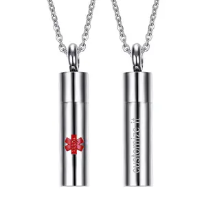 OIDEA Men's Women's Stainless Steel Cylinder-Shaped Openable Engravable Locket Pendant Necklace, 21-Inch