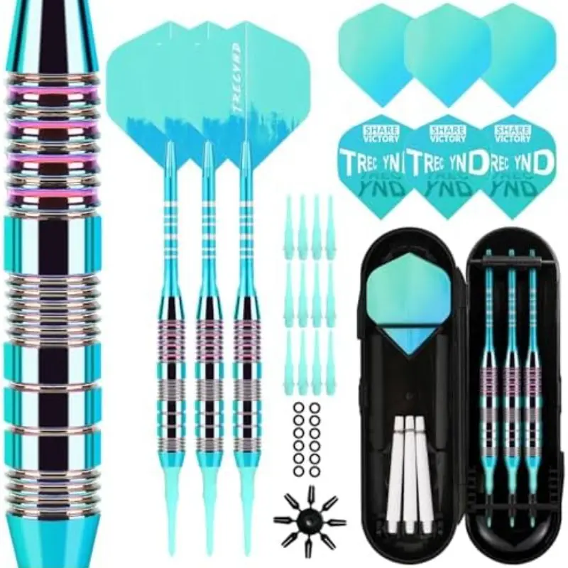 Soft Dart Set with 3 Aluminum Alloy Shafts, Professional Plastic Soft Tip Darts, Darts Gear, Includes 2 Ba Tips, 3 Extra Blades, 3 Replacement Shafts, Darts Sets