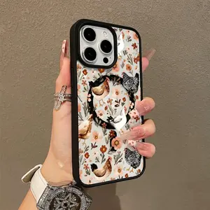 Adorable Magnetic Case for iPhoneX/11/12/13/14/15/16/17/Plus/Air/Pro Max/Pro,Samsung S25,S24,S23,S22,Ultra Plus FE,Chickens among flowers MagSafe Compatible, Lightweight, Anti-Fall |     Girly & Chic Style