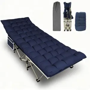 Folding Camping Cot  Adults,600LBS Max Load,28" Wide Sleeping Cot with Removable Thick Mattress Portable Foldable Camping Bed with Carry Bag  Camp,Home,Office,Travel,Blue