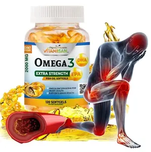 Omega 3 Fish Oil Capsules Triple Strength EPA & DHA, Burp-Less 120 sofgels NEW for Heart & Brain Health - Vitamin, Healthcare
