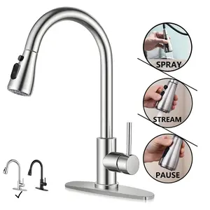 PHANCIR Kitchen Faucet with Pull Down Sprayer, High Arc Single Handle, Brushed Nickel, Brushed Go Home ld Finish  Modern Durable Steel