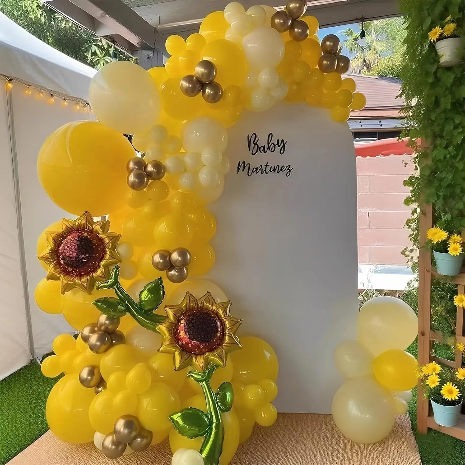 Sunflower Balloon Arch Kit 140pcs Yellow Gold Garland Set for Wedding Birthday Party Decor