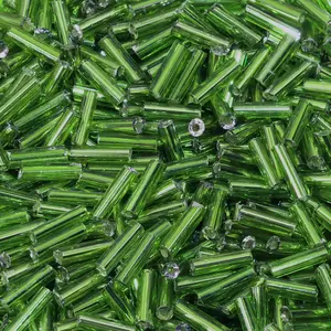 Glass Bugle Beads Penta Angel 1100Pcs /50g Mini Long Tube Seed Beads 2×6mm Small Craft Loose Spacer Beads for Earring Bracelets Necklace Waist Beads Jewelry Making (Dark Green)