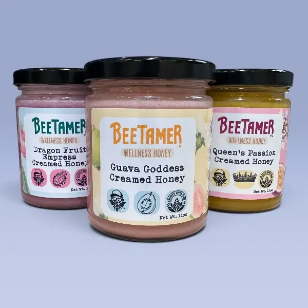 Bee Tamer's Crown Collection – 3 Jar Tropical Creamed Honey Bundle 11 oz