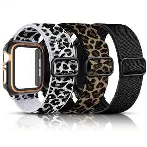 Adjustable Elastic Nylon Watch Band (Band Only), 3 Counts Replacement Watch Band Compatible with Apple Watch Ultra iWatch Series 10/9/8/7/6/5/4/3/2/1/SE, Wearable, Smart Watch Straps