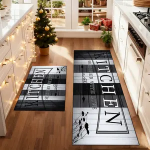 2Pcs Kitchen Rug Set，Kitchen mat，vintage wood grain pattern Floor Mat, soft comfortable foot mat, machine washable easy to clean, Christmas decoration, Christmas gift, suitable for kitchen Dining Room Floor bedroom living room decor