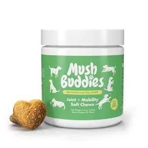 Mush Buddies Joint + Mobility Chew for Dogs 60 Ct. - Enhance Mobility & Vitality with Functional Mushrooms Supplements Soft