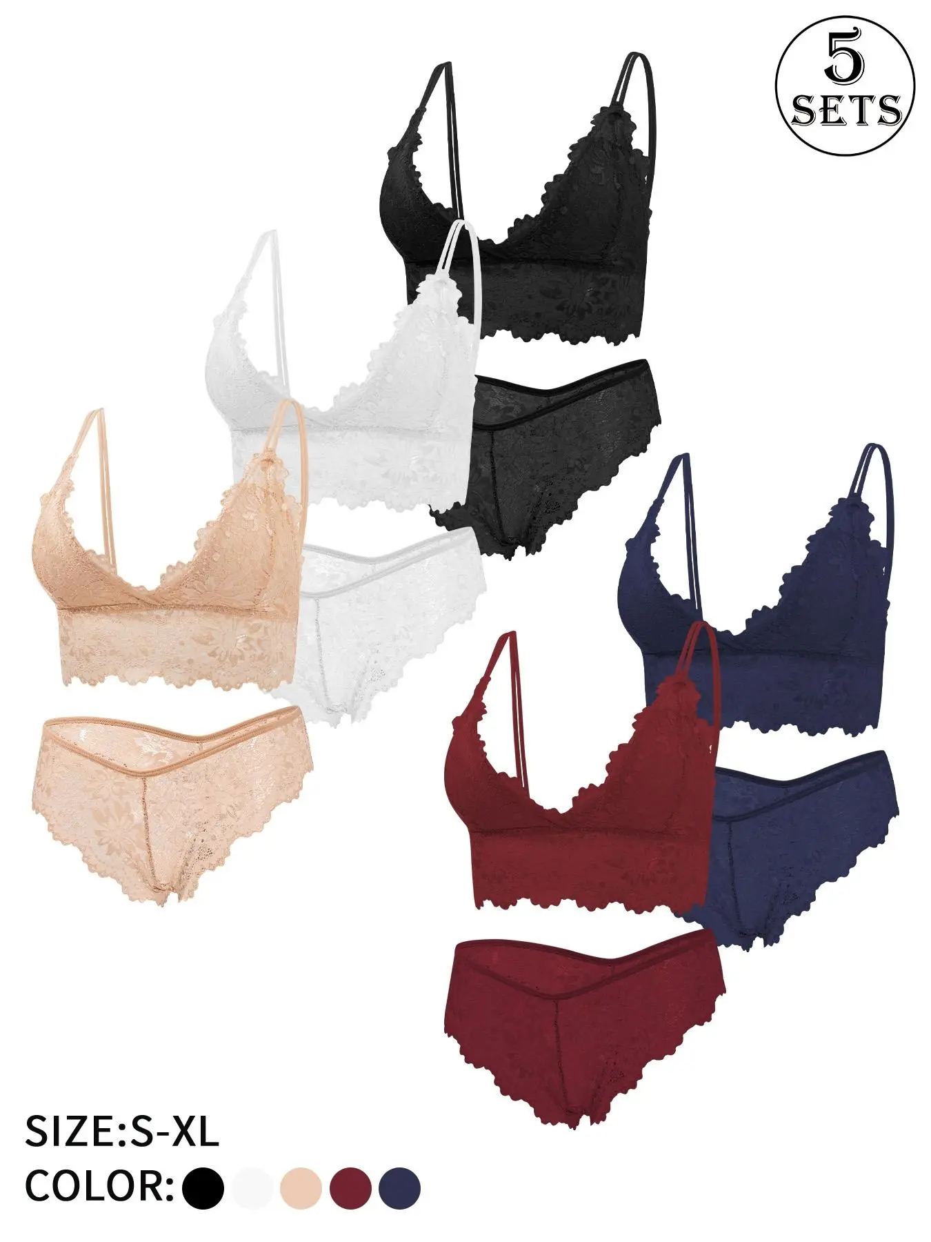 10pcs women lace lingerie set viral Backless bra and panty combo with removable pads breathable comfortable Underwear