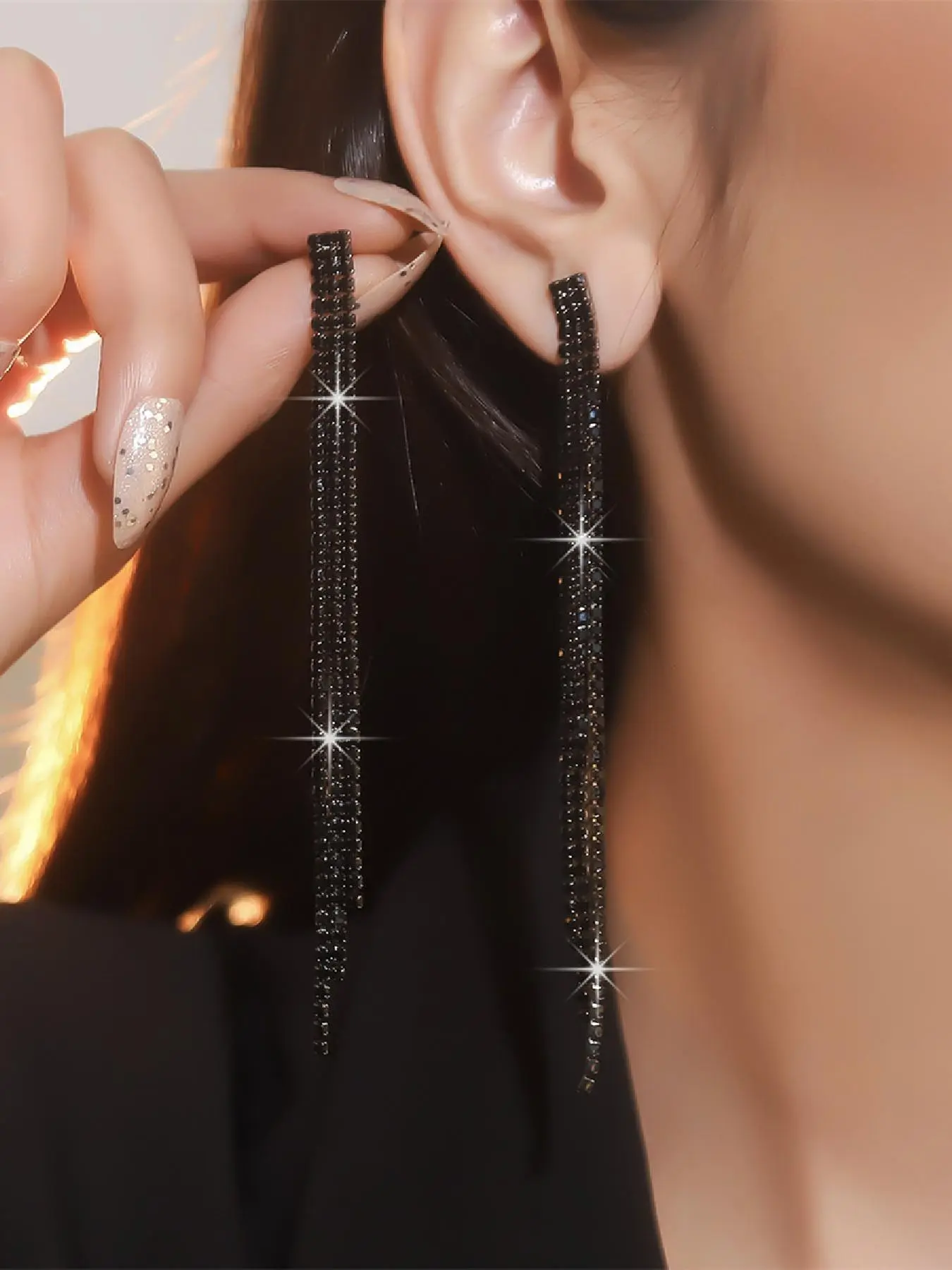Rhinestone Decorated Dangle Earrings, Fashionable Jewelry for Women, Daily Clothing Decor, Trendy All-match & Exquisite Jewelry for Birthday Gift, High Quality Earrings, Fashionable Jewelry Accessories, Dangly Earrings, Earrings Dangling
