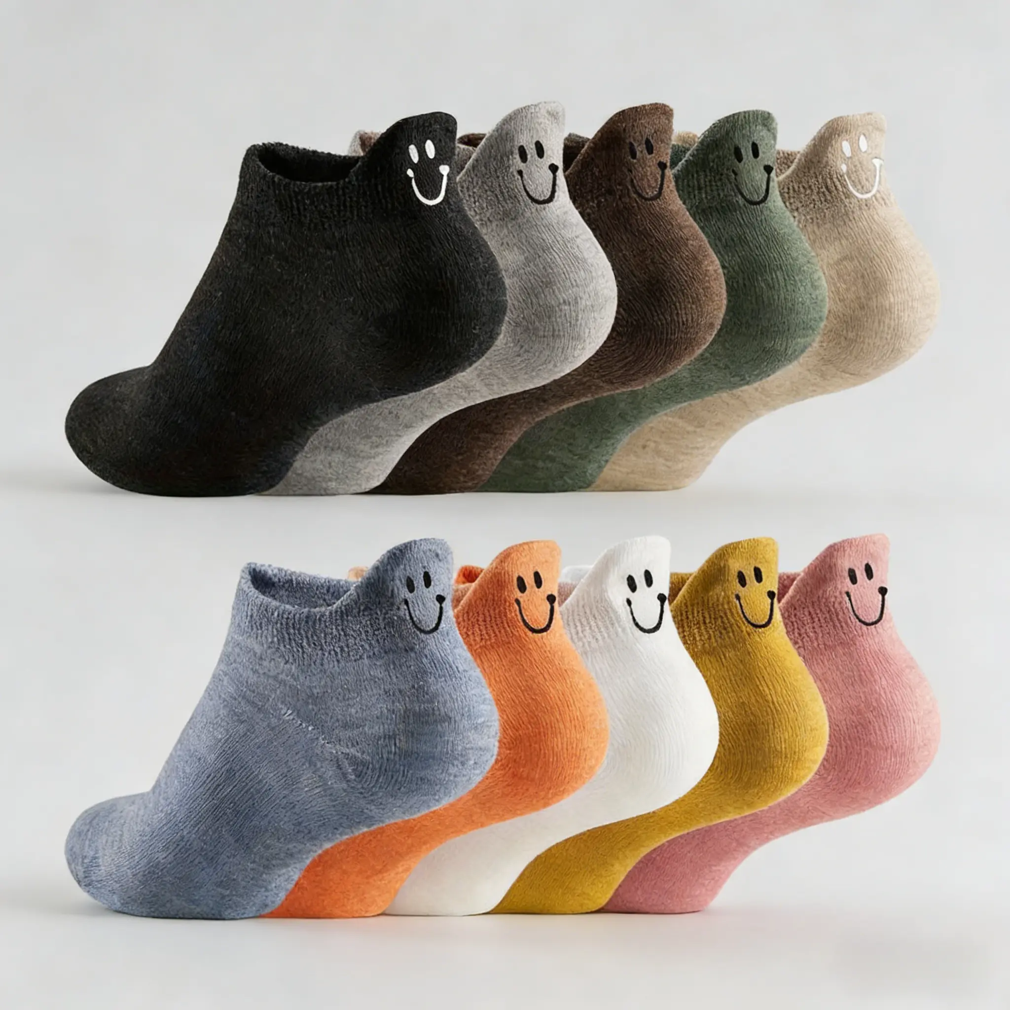 Women's Casual Stylish Ankle Socks, Cute Smiling Face Graphic Print, Soft Low-Cut Design for Everyday Wear, Lady, Graphic Ankle Socks, Casual Stylish Socks