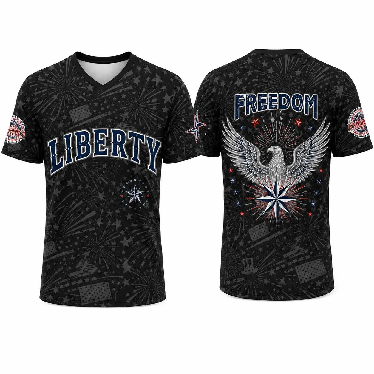 Men's USA 2026 Eagle Print Soccer Jersey, V-Neck Athletic Shirt, Quick-Dry Breathable Slim Fit Casual Sportswear