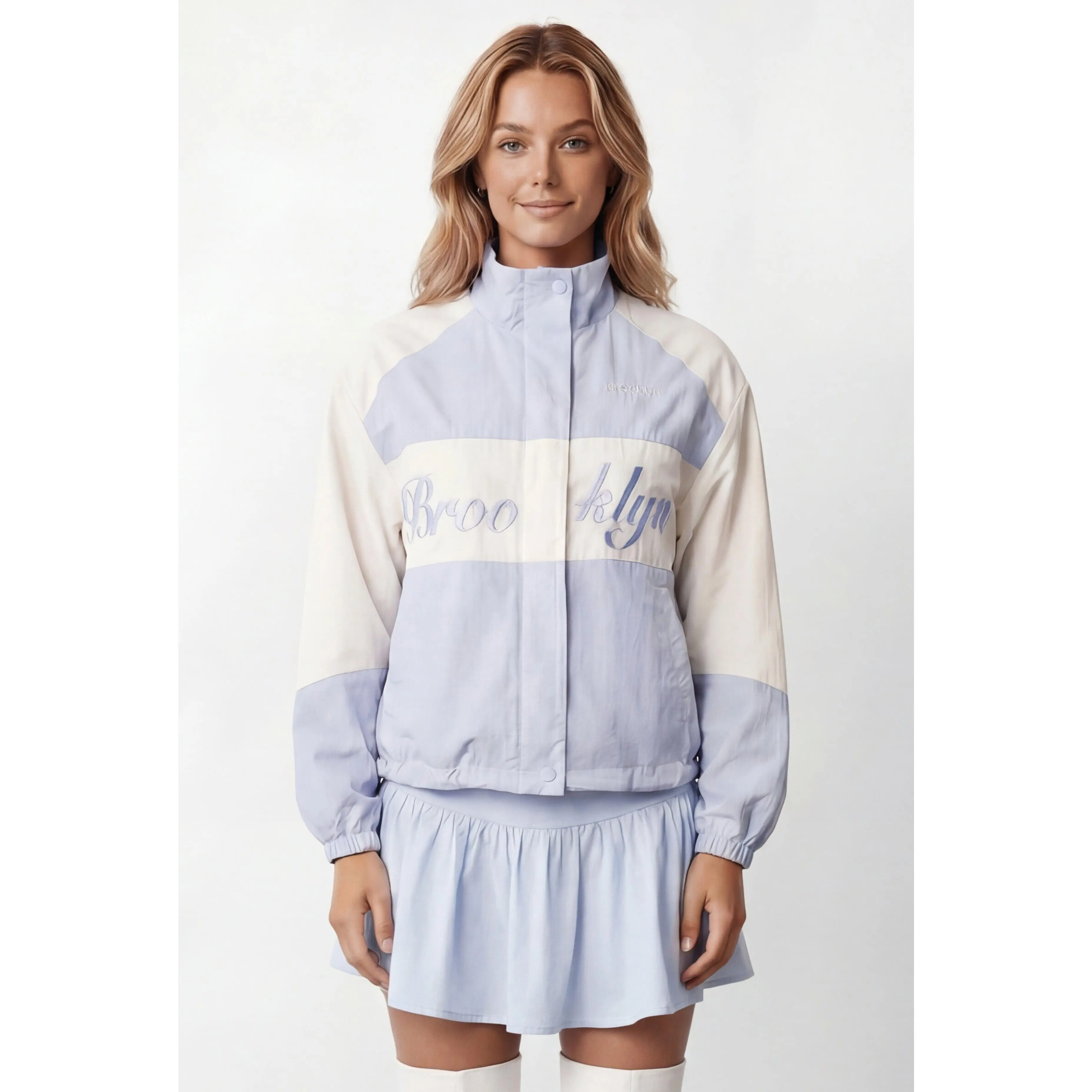Color Block Graphic Nylon Windbreaker Jacket