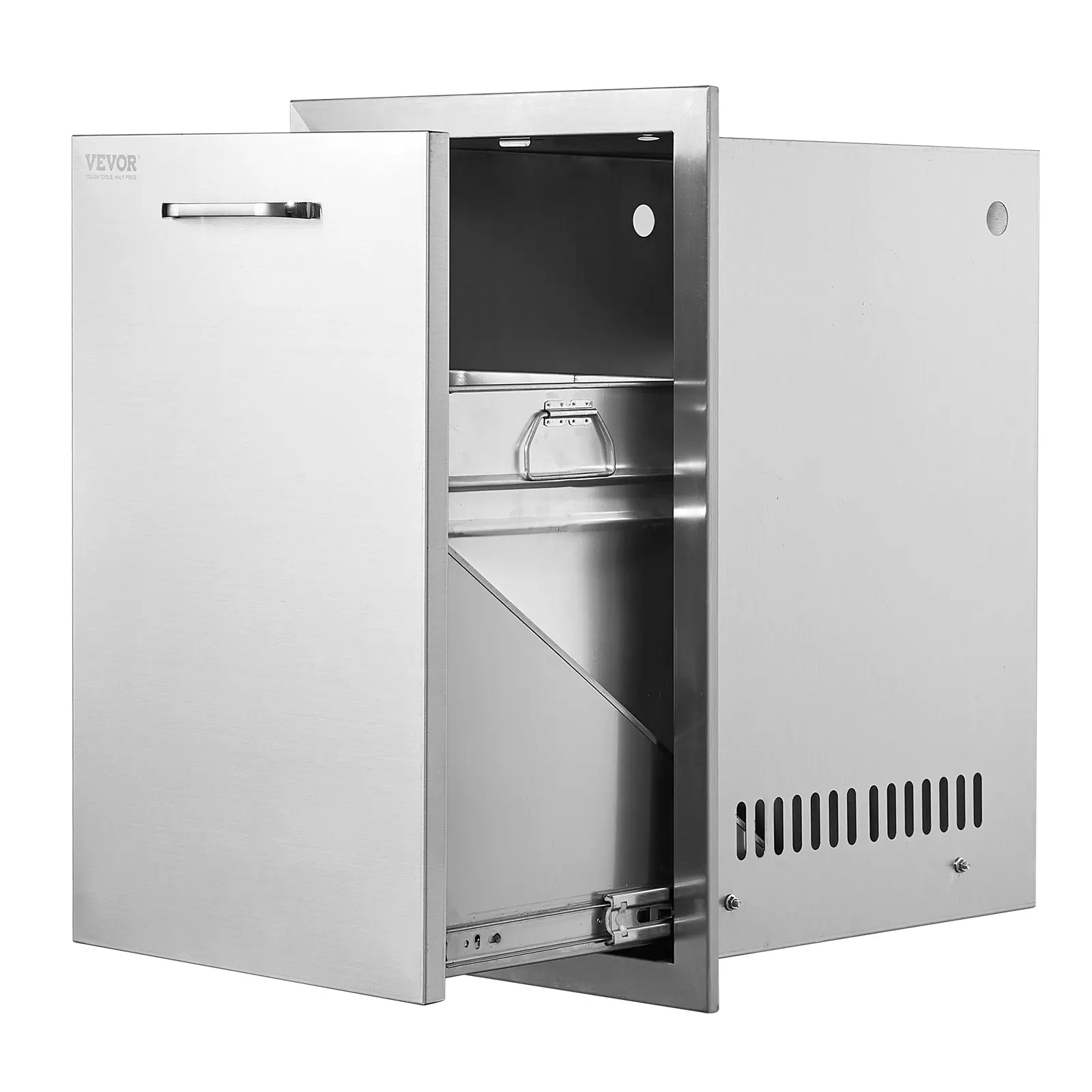 【summerfinds】BuoQua Stainless Steel Storage Drawer Outdoor Kitchen Propane Tank Drawer Built-in Trash Drawer 16 x 22 x 16 Inch Propane Tank Trash Drawer for Outdoor Kitchen