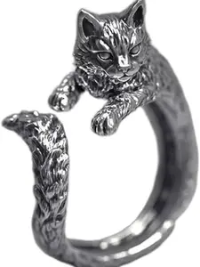 Cat Silver Ring, Gothic Cat Ring, Minimal Ring,  Silver Cat Jewelry,  Animal Ring, Punk Ring, Finger Rings, Costume Jewelry Rings